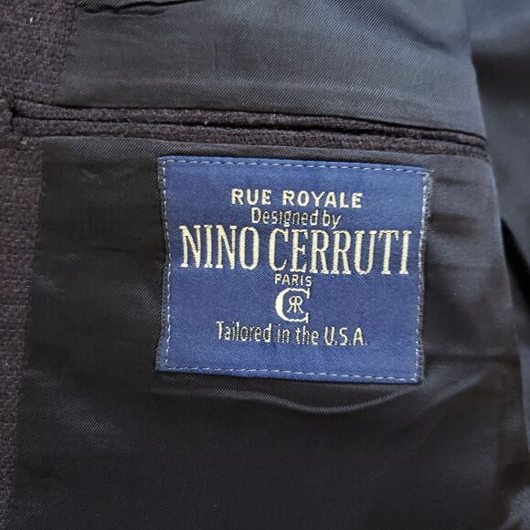 Vintage Nino Cerruti Rue Royal Wool Blazer Jacket Mens 42 Black Sport Coat - Picture 4 of 12